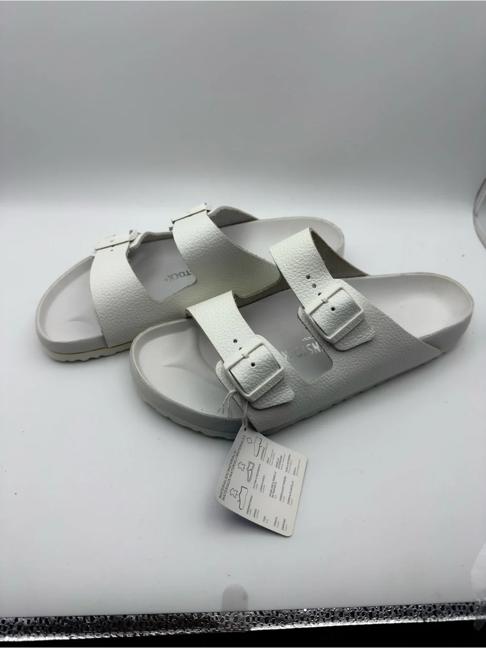NIB Birkenstock Arizona White Two-Strap Sandals EU 44 Narrow